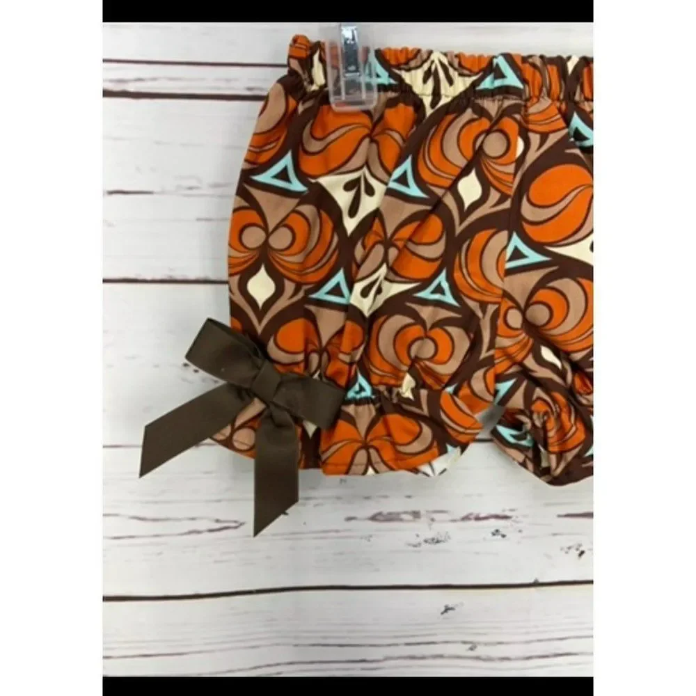 Beanstalk Originals Girl's Size 2T Hippie Psychedelic Brown Orange Circles Dress